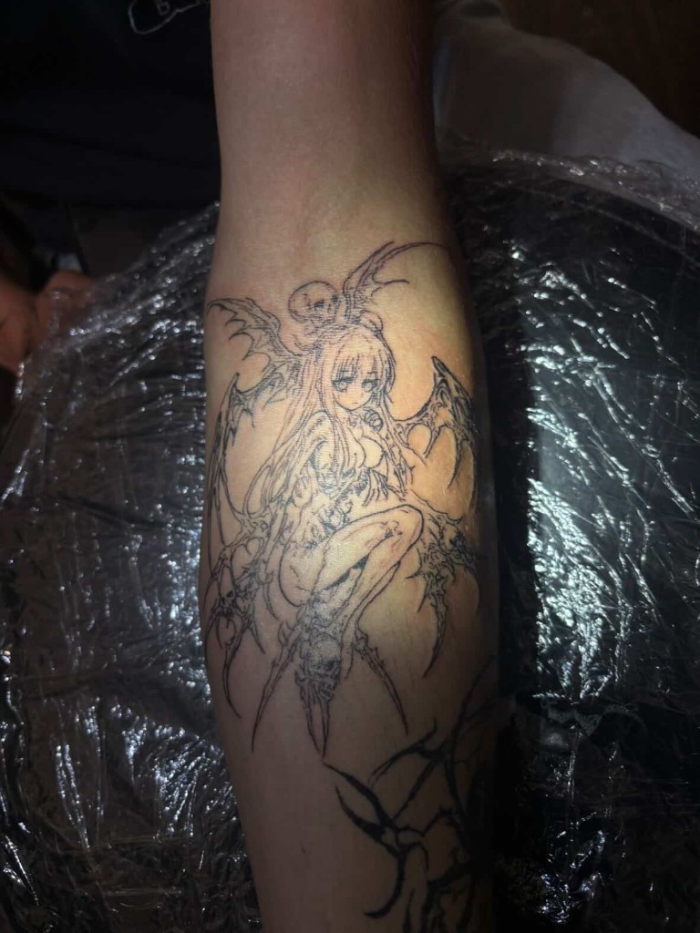 fallenangel.inks tattoo — fine-line fantasy