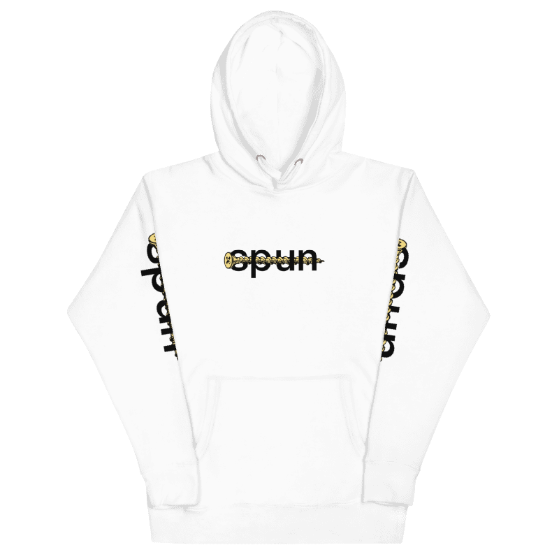 Spun Screwed Hoodie — front, screw through spun lockup